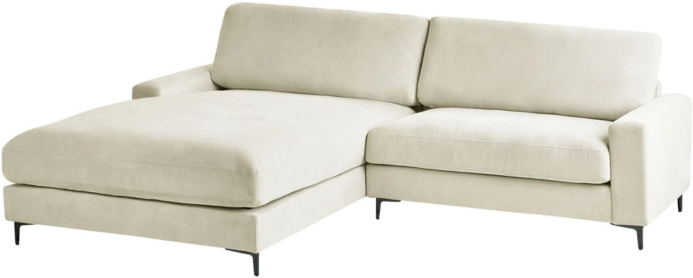 Beliani Trivietė kampinė sofa MALOY, šenilas, balta, dešininė