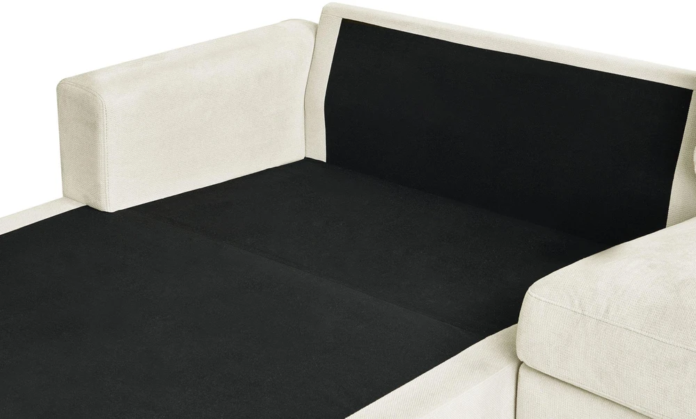Beliani Trivietė kampinė sofa MALOY, šenilas, balta, dešininė