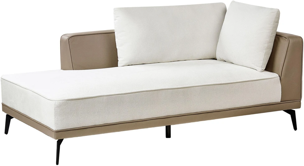 Beliani Trivietė kampinė sofa MYKEN kreminės baltos spalvos, dešininė