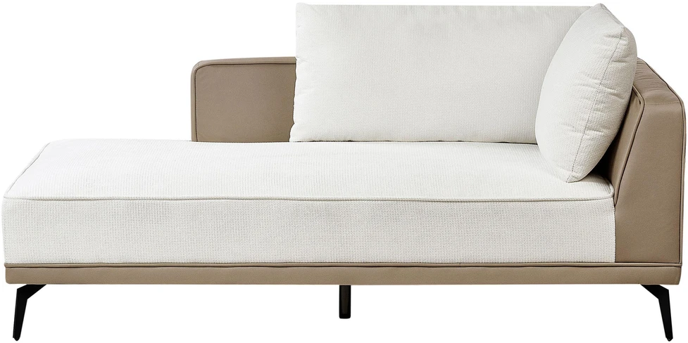 Beliani Trivietė kampinė sofa MYKEN kreminės baltos spalvos, dešininė