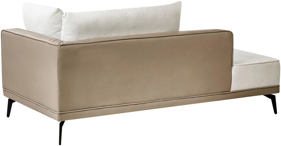 Beliani Trivietė kampinė sofa MYKEN kreminės baltos spalvos, dešininė