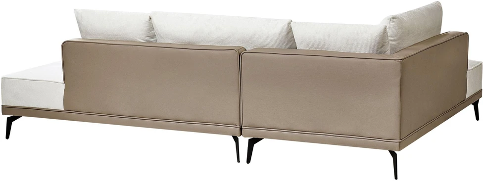 Beliani Trivietė kampinė sofa MYKEN kreminės baltos spalvos, dešininė