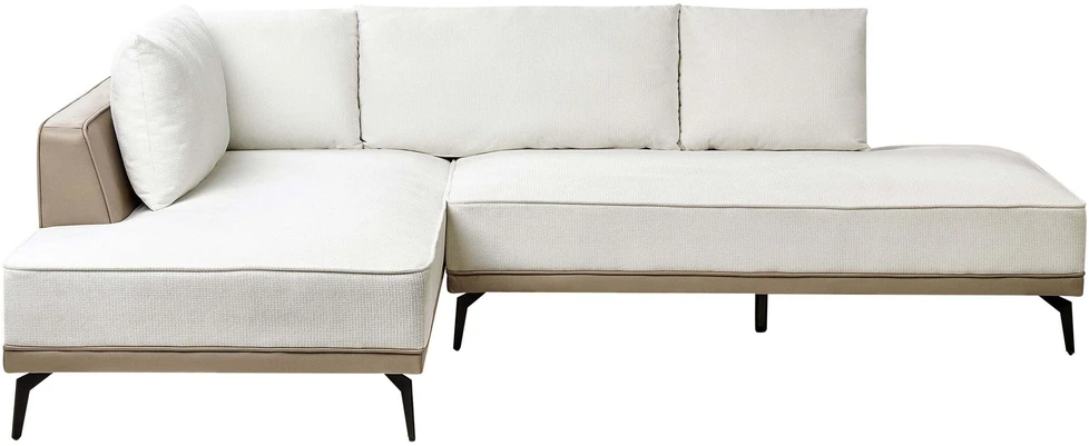 Beliani Trivietė kampinė sofa MYKEN kreminės baltos spalvos, dešininė