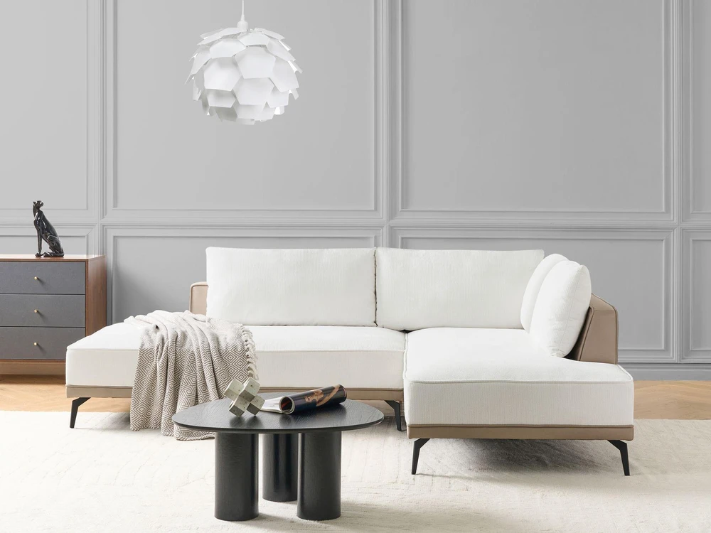 Beliani Trivietė kampinė sofa MYKEN, nebalinta, kairinė