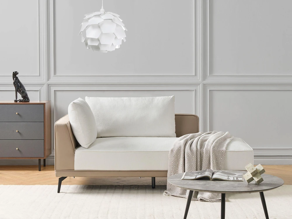 Beliani Trivietė kampinė sofa MYKEN, nebalinta, kairinė
