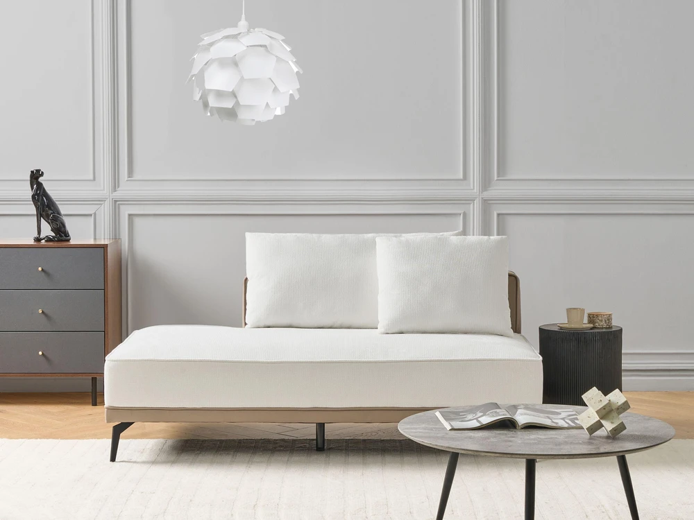 Beliani Trivietė kampinė sofa MYKEN, nebalinta, kairinė