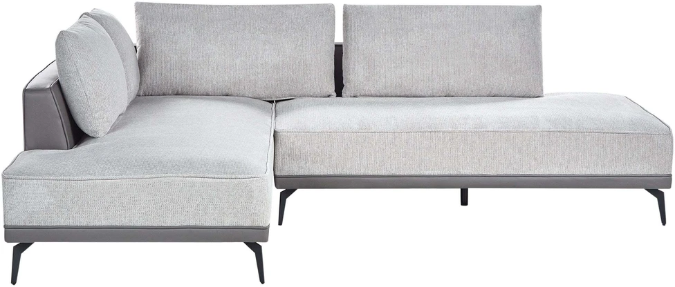 Beliani Trivietė kampinė sofa MYKEN šviesiai pilka, dešininė