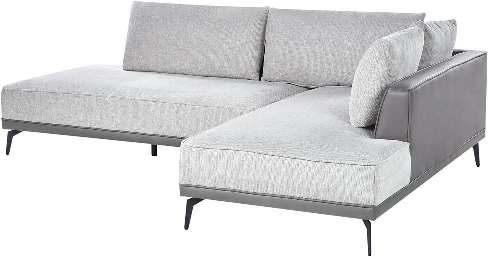 Beliani Trivietė kampinė sofa MYKEN šviesiai pilka, kairinė