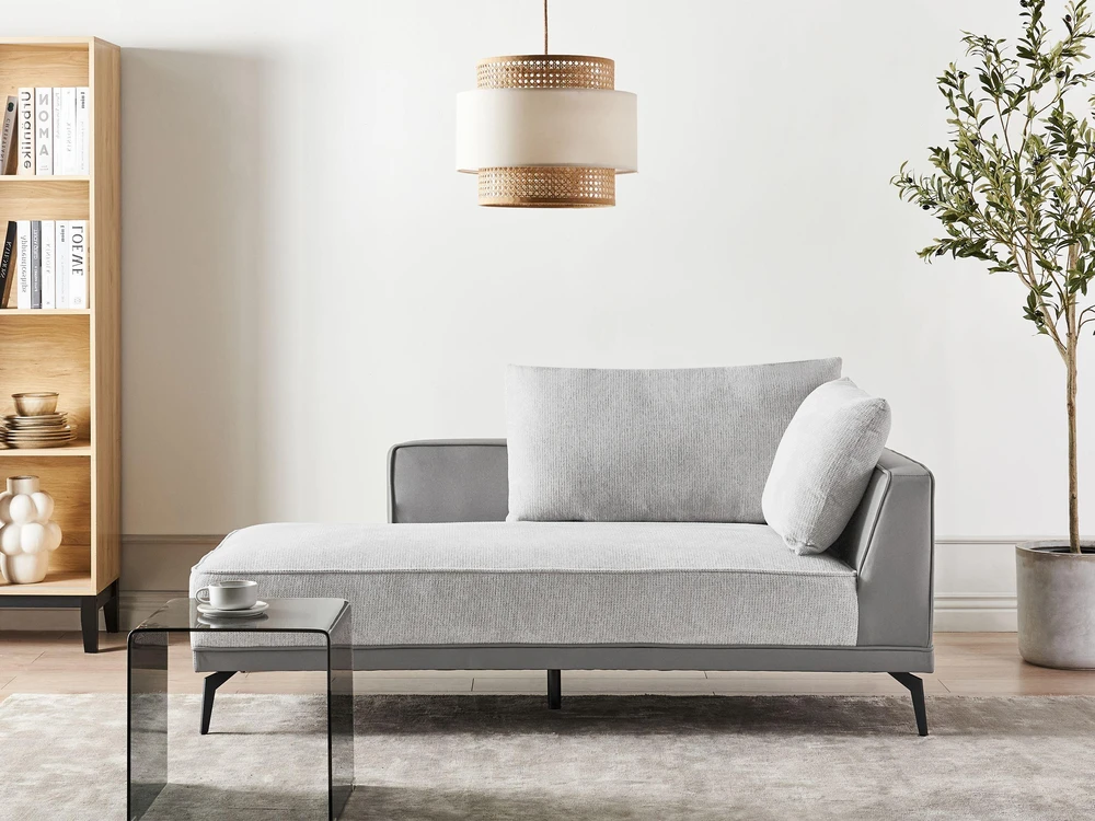 Beliani Trivietė kampinė sofa MYKEN šviesiai pilka, dešininė