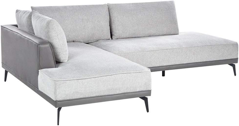 Beliani Trivietė kampinė sofa MYKEN šviesiai pilka, dešininė