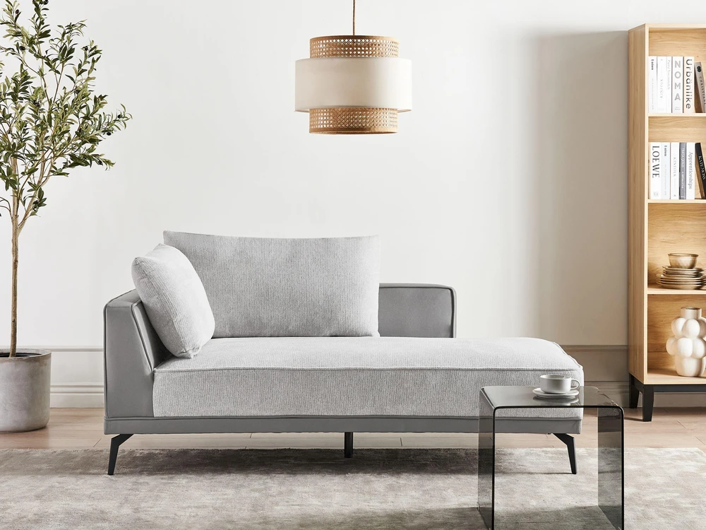 Beliani Trivietė kampinė sofa MYKEN šviesiai pilka, kairinė