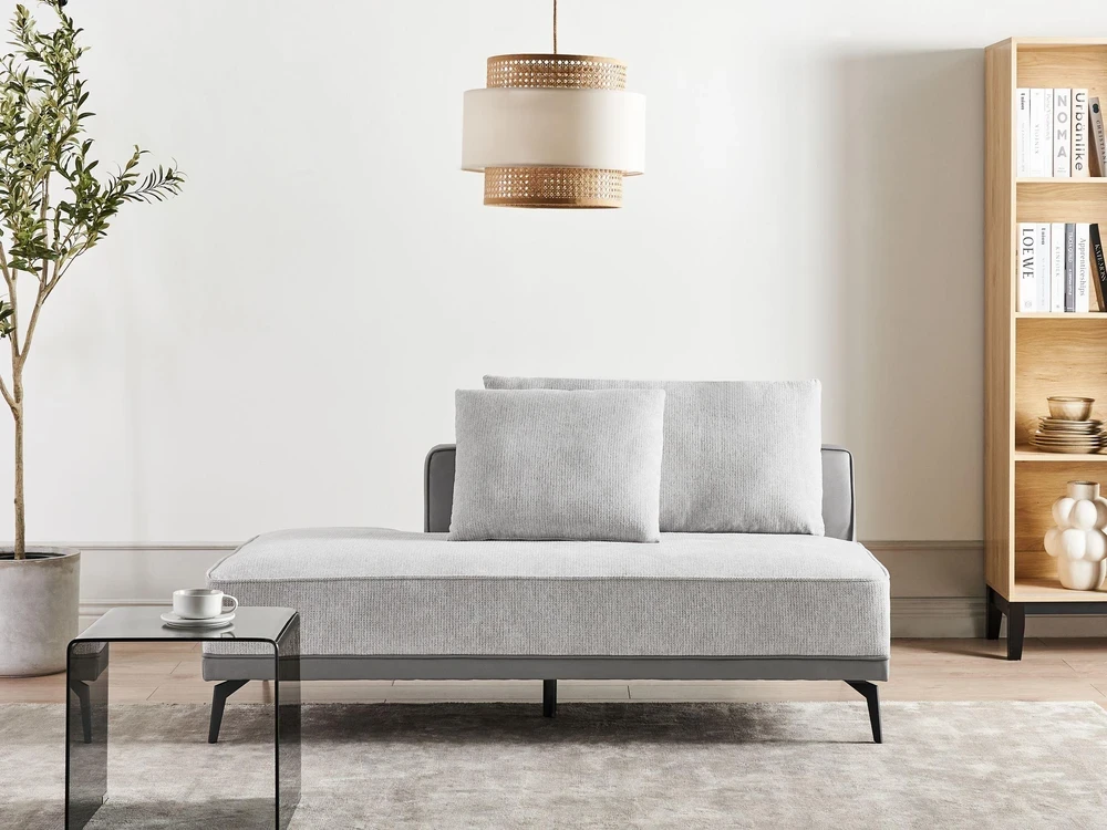 Beliani Trivietė kampinė sofa MYKEN šviesiai pilka, kairinė