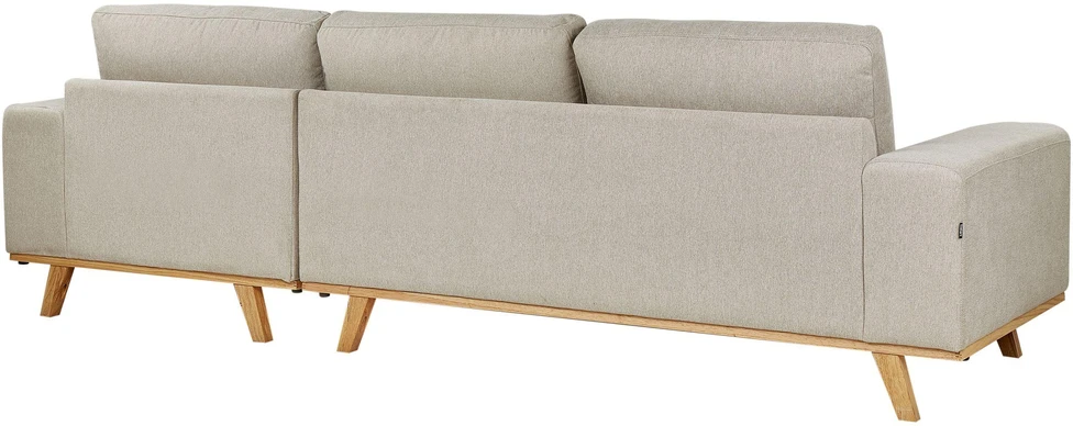 Beliani Trivietė kampinė sofa NORA smėlio spalvos kairinė