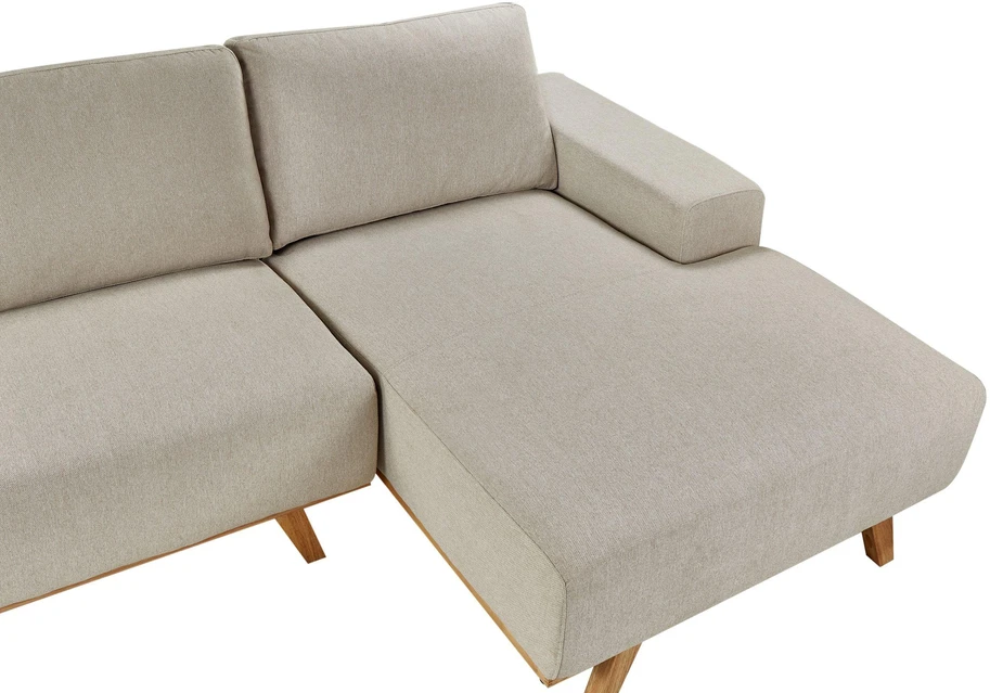 Beliani Trivietė kampinė sofa NORA smėlio spalvos kairinė