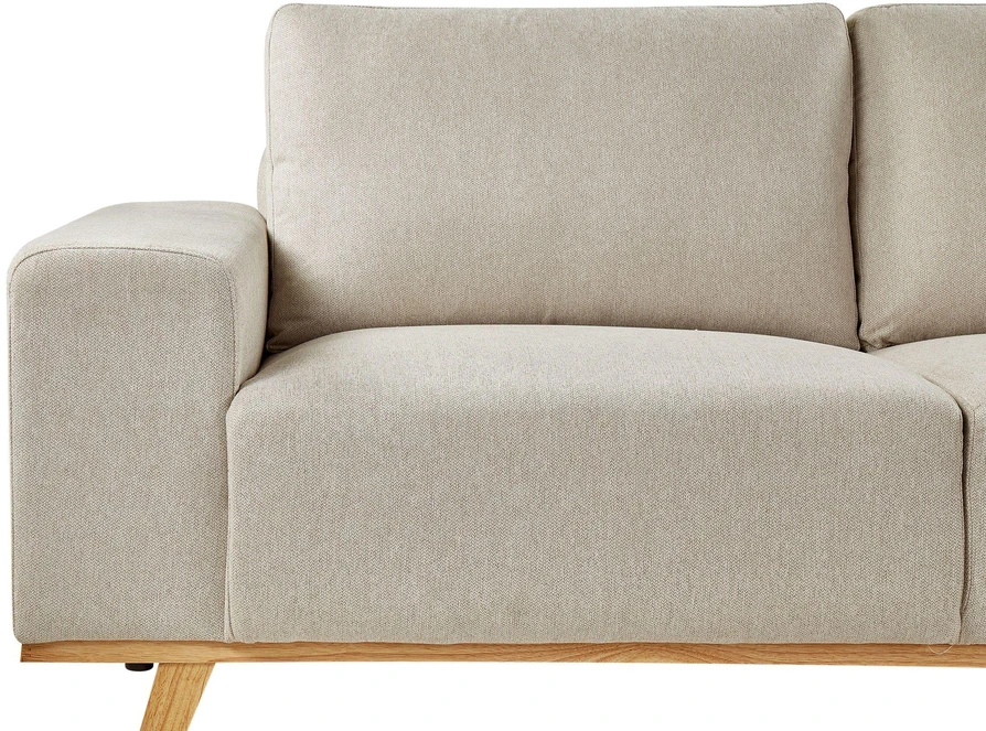 Beliani Trivietė kampinė sofa NORA smėlio spalvos kairinė