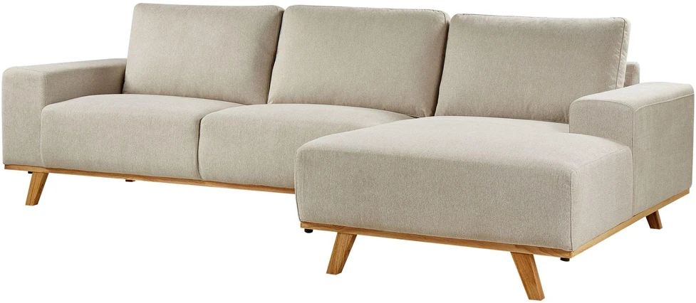 Beliani Trivietė kampinė sofa NORA smėlio spalvos kairinė