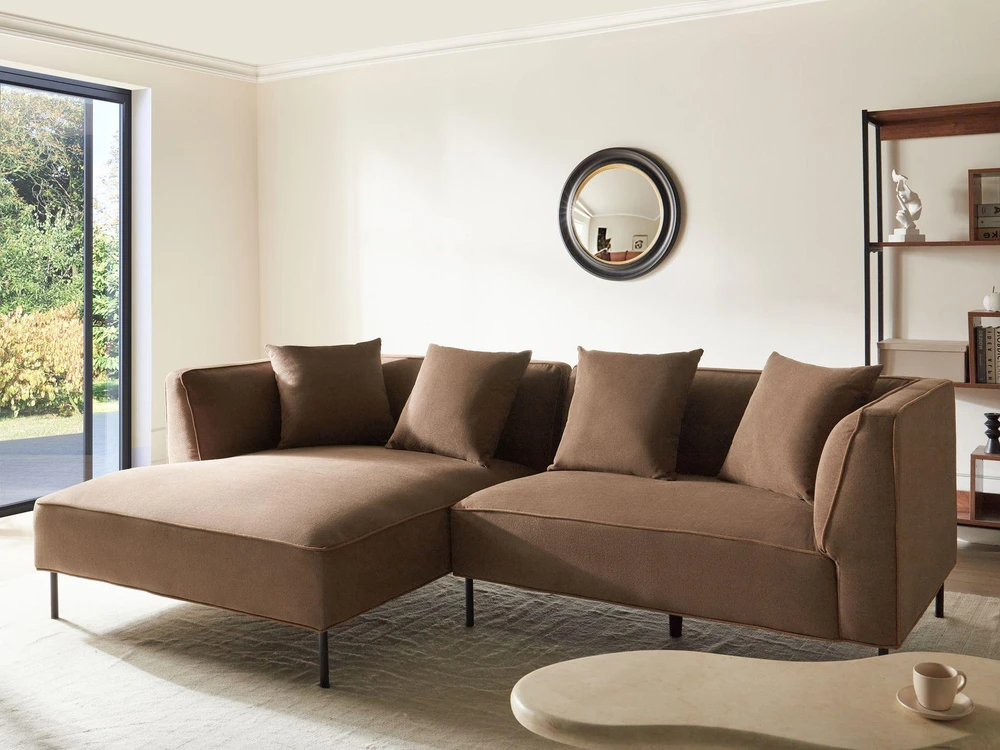 Beliani Trivietė kampinė sofa SATER ruda dešininė