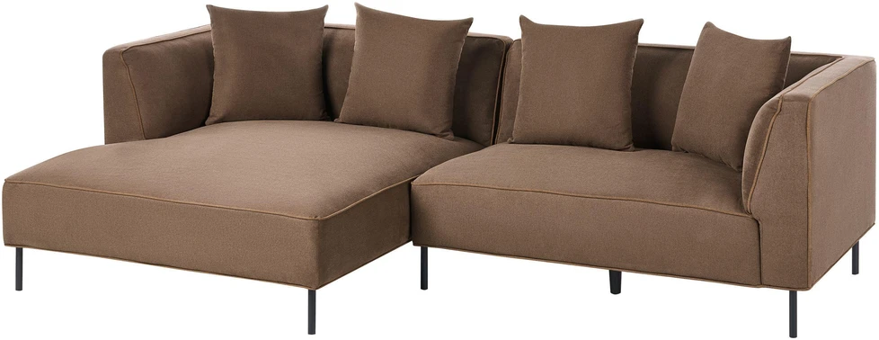 Beliani Trivietė kampinė sofa SATER ruda dešininė