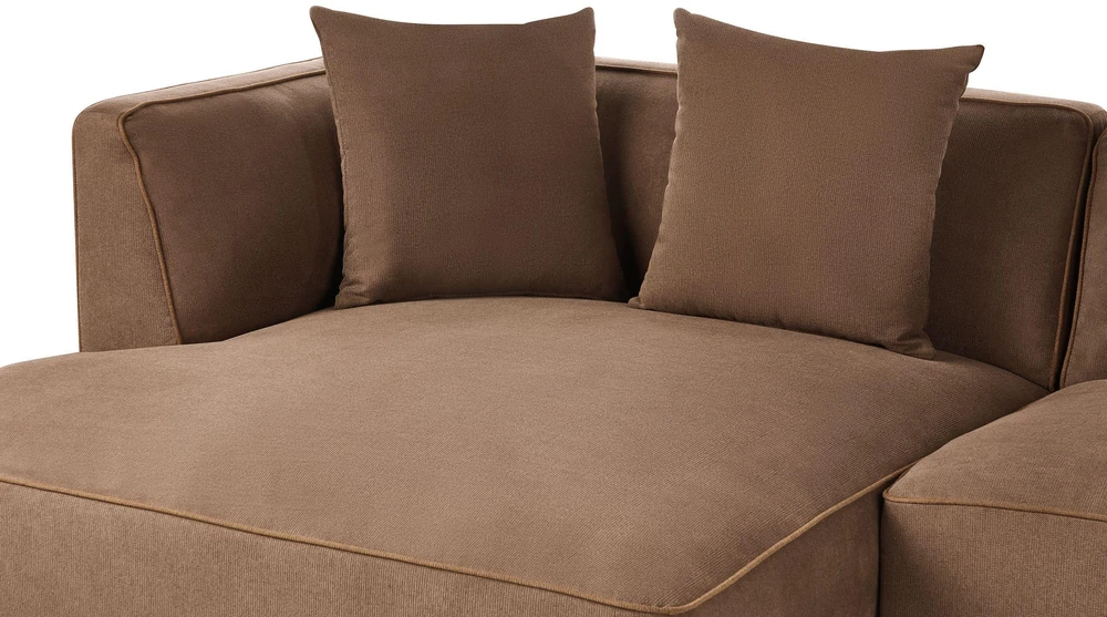 Beliani Trivietė kampinė sofa SATER ruda dešininė
