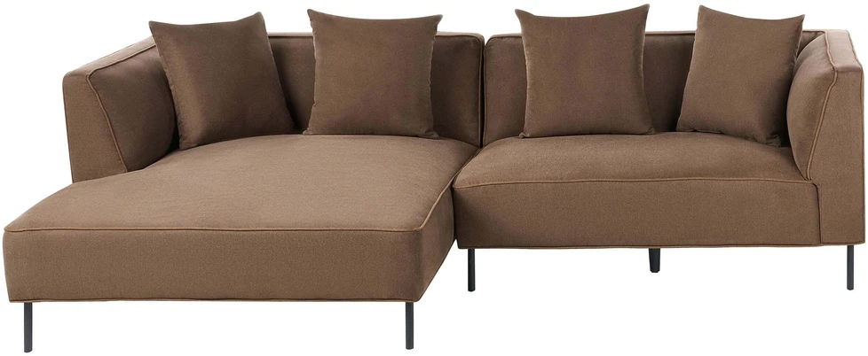 Beliani Trivietė kampinė sofa SATER ruda dešininė