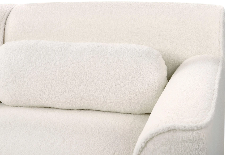 Beliani Trivietė kampinė sofa SIMOS Boucle balta kairinė