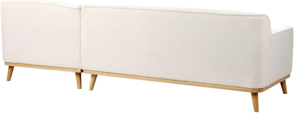 Beliani Trivietė kampinė sofa SIMOS Boucle balta kairinė