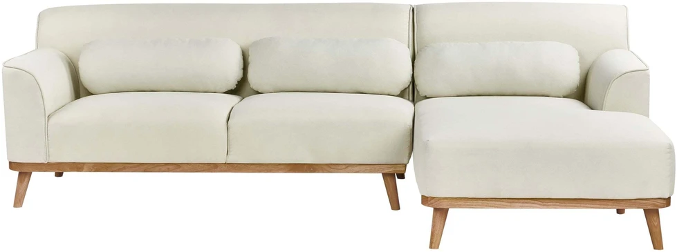 Beliani Trivietė kampinė sofa SIMOS, kreminė balta, kairinė
