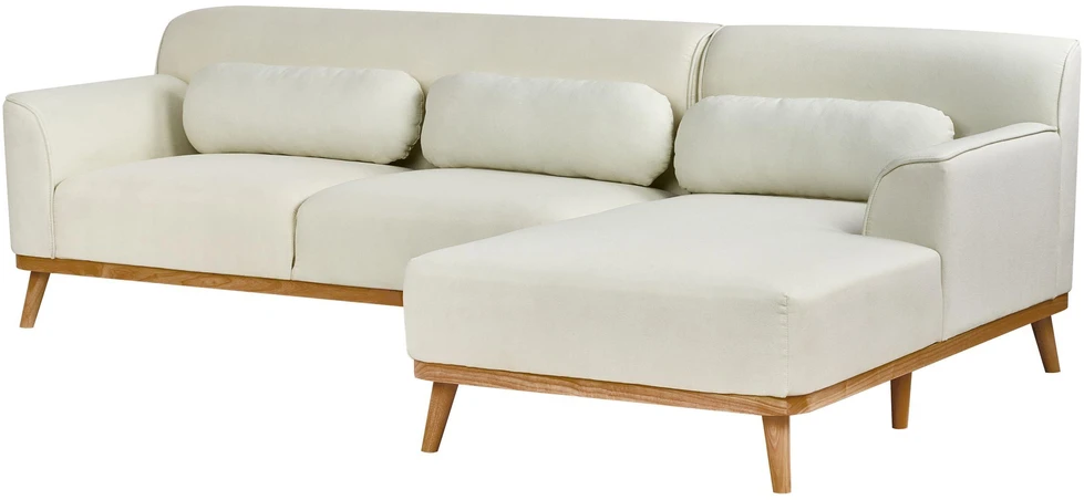Beliani Trivietė kampinė sofa SIMOS, kreminė balta, kairinė