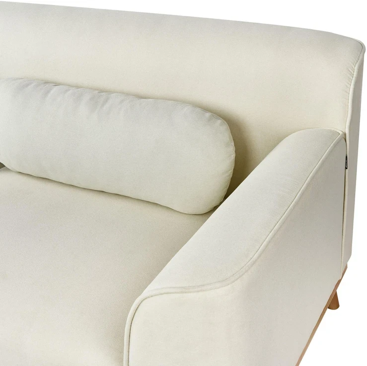Beliani Trivietė kampinė sofa SIMOS, kreminės spalvos, dešininė