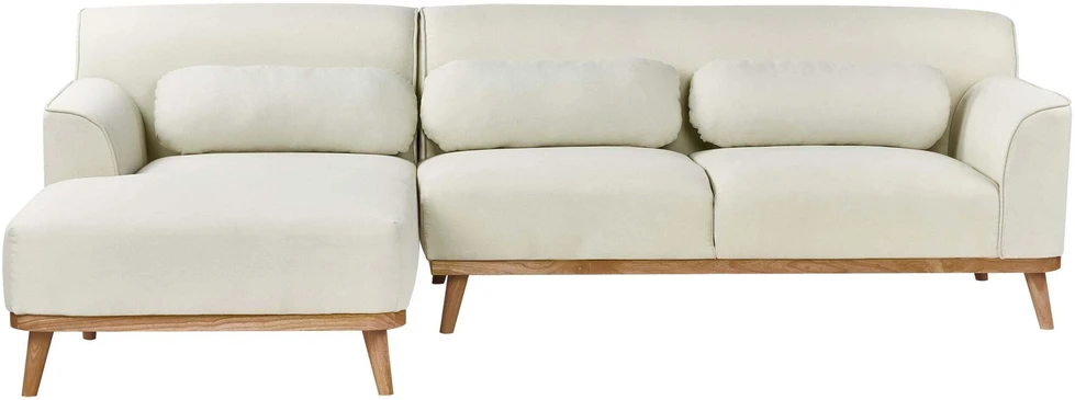 Beliani Trivietė kampinė sofa SIMOS, kreminės spalvos, dešininė