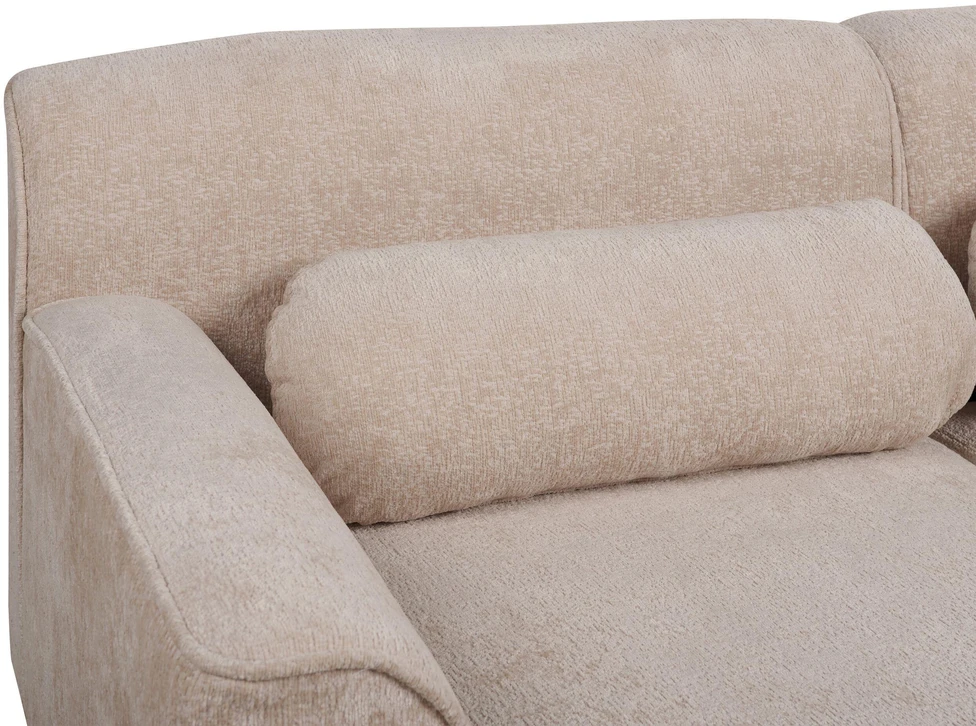 Beliani Trivietė kampinė sofa SIMOS šenilas smėlio spalvos dešininė