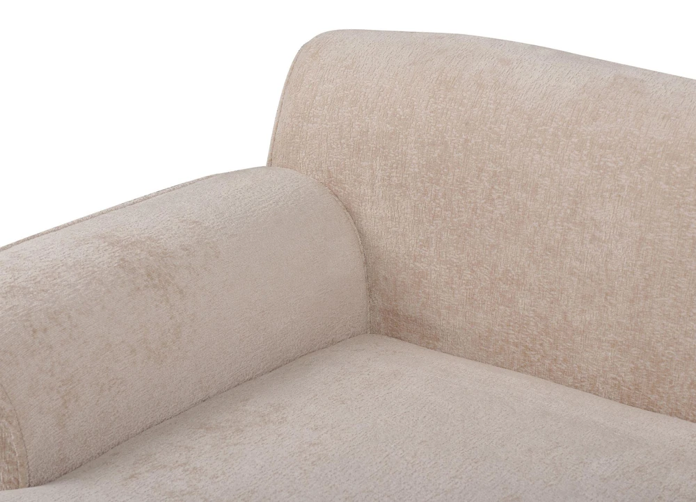 Beliani Trivietė kampinė sofa SIMOS šenilas smėlio spalvos dešininė