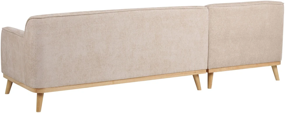 Beliani Trivietė kampinė sofa SIMOS šenilas smėlio spalvos dešininė