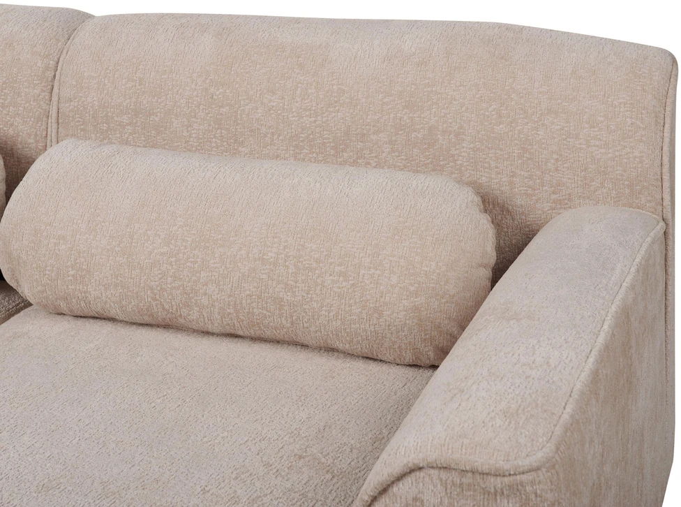 Beliani Trivietė kampinė sofa SIMOS, šenilinė, smėlio spalvos, kairinė