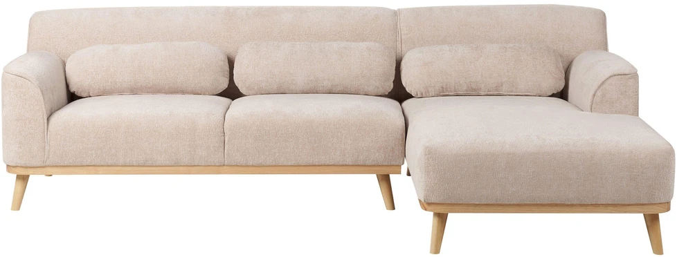 Beliani Trivietė kampinė sofa SIMOS, šenilinė, smėlio spalvos, kairinė