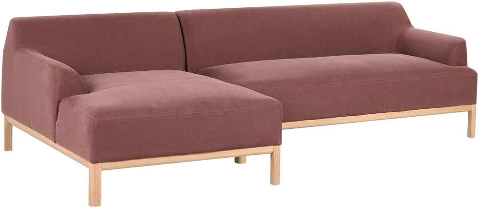 Beliani Trivietė kampinė sofa SOSJO bordo spalvos, dešininė