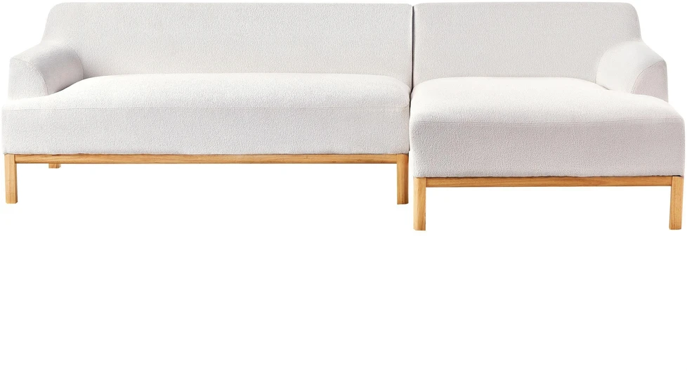 Beliani Trivietė kampinė sofa SOSJO, Boucle audinys, dramblio kaulo spalva, kairinė
