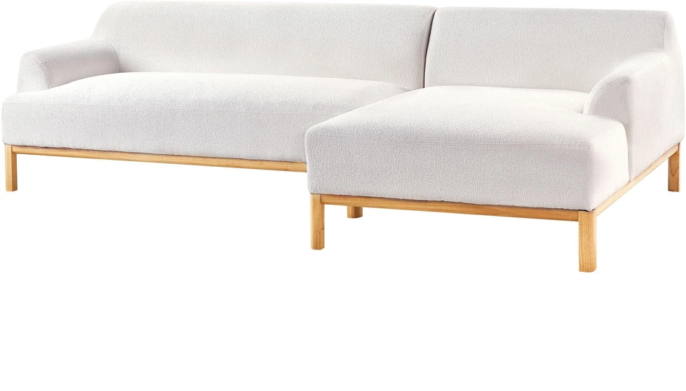 Beliani Trivietė kampinė sofa SOSJO, Boucle audinys, dramblio kaulo spalva, kairinė