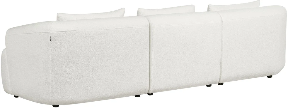 Beliani Trivietė kampinė sofa SVANSELE, bouclé audinys, kreminė balta, dešininė