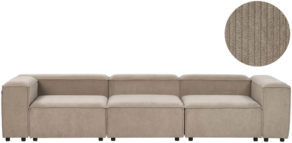 Beliani Trivietė modulinė sofa ARDAL šviesiai ruda velvetinė