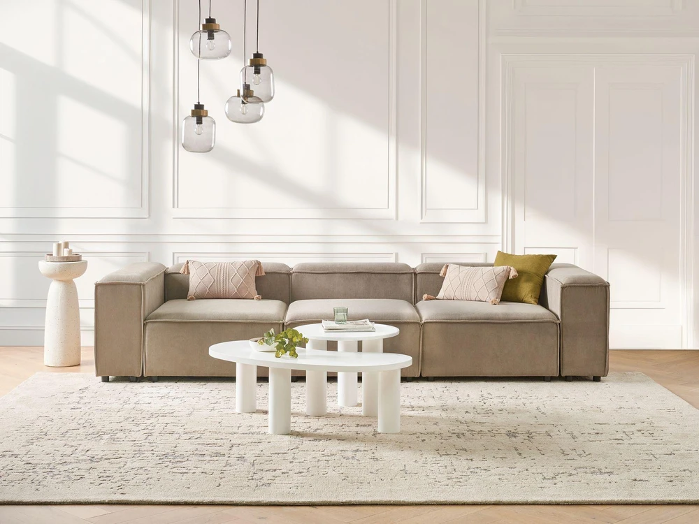 Beliani Trivietė modulinė sofa ARDAL šviesiai ruda velvetinė