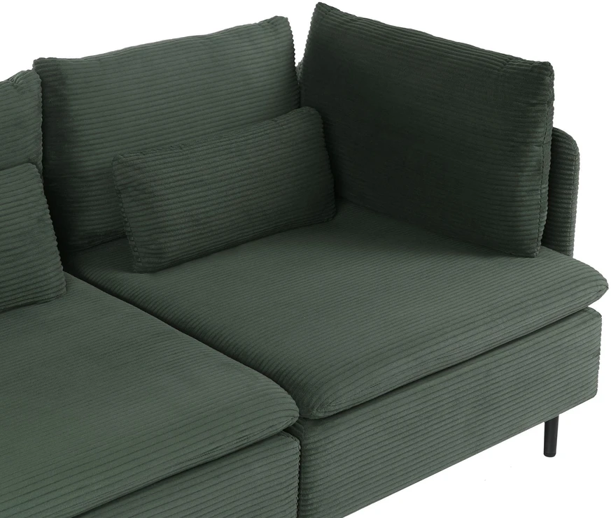 Beliani Trivietė modulinė sofa EGERIS tamsiai žalias velvetas