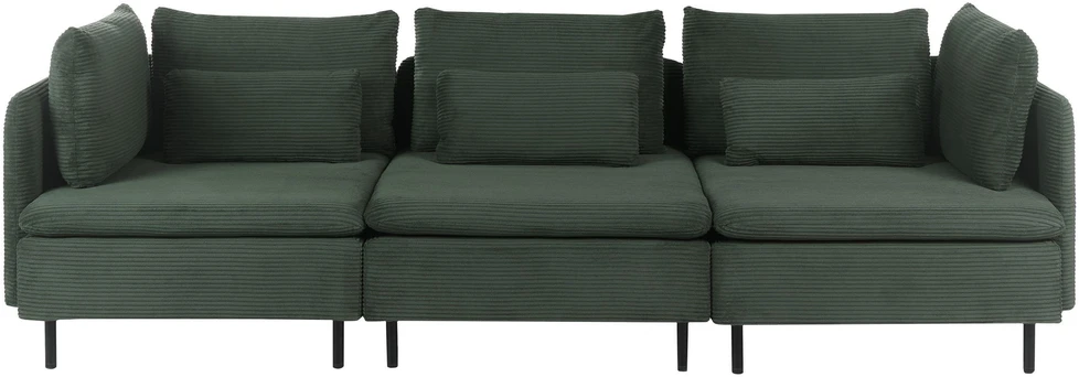Beliani Trivietė modulinė sofa EGERIS tamsiai žalias velvetas