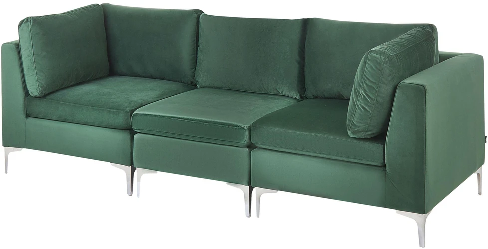Beliani Trivietė modulinė sofa EVJA, žalias veliūras