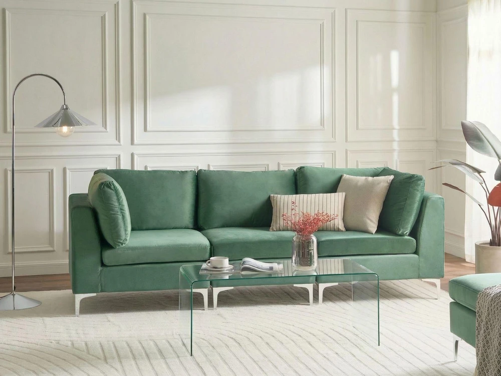Beliani Trivietė modulinė sofa EVJA, žalias veliūras
