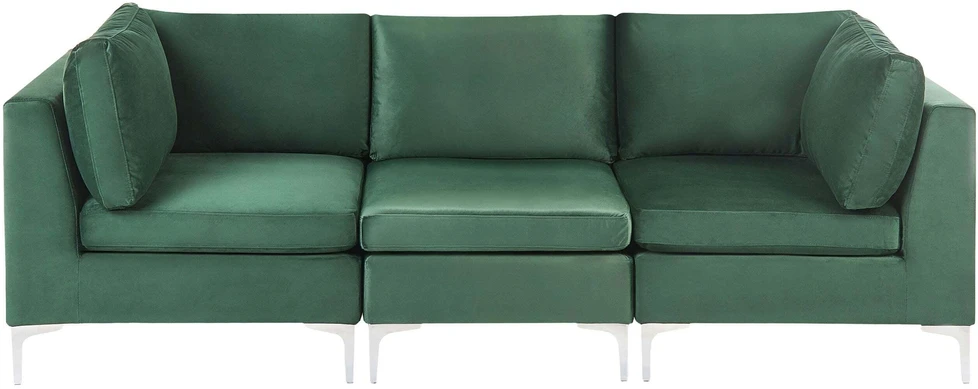 Beliani Trivietė modulinė sofa EVJA, žalias veliūras