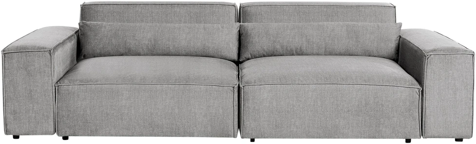 Beliani Trivietė modulinė sofa HELLNAR su otomana, pilka