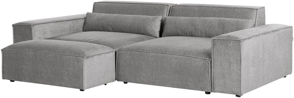 Beliani Trivietė modulinė sofa HELLNAR su otomana, pilka