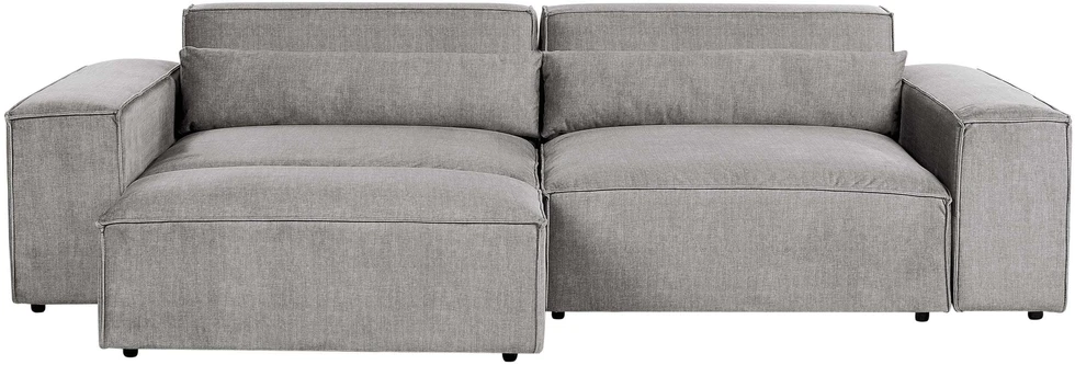 Beliani Trivietė modulinė sofa HELLNAR su otomana, pilka