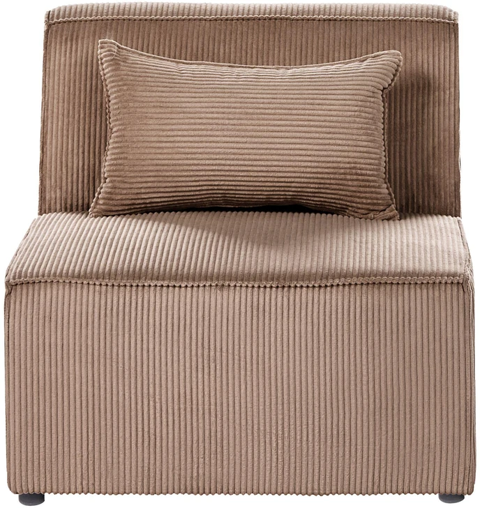 Beliani Trivietė modulinė sofa LEMVIG, smėlio spalvos velvetas